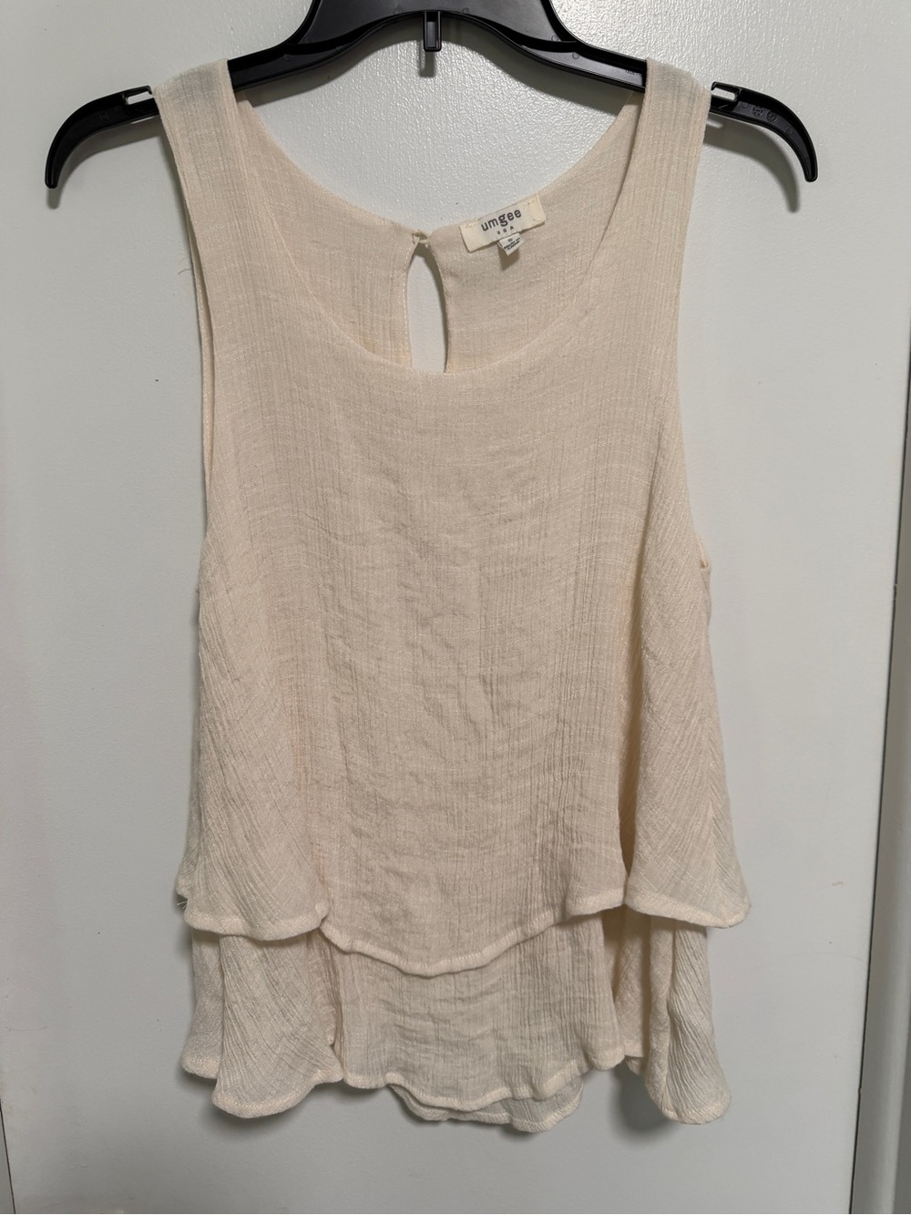 Umgee Cream Layered Ruffle Tank Top